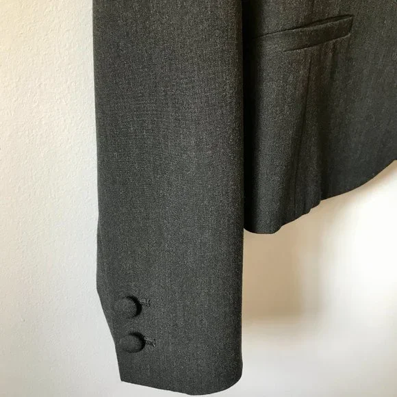 WHBM Grey Blazer Suit Jacket White Stitching, Size 8 - Picture 6 of 16